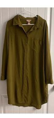 Olive Green Long Sleeve Shirt Dress Size 20